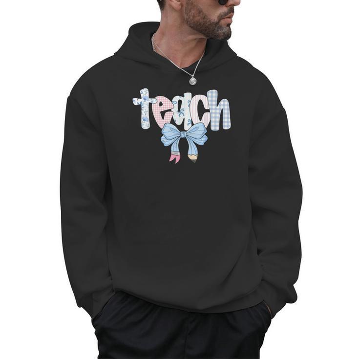 Teach Teacher Coquette Bow Pencil Back To School First Day Men Hoodie