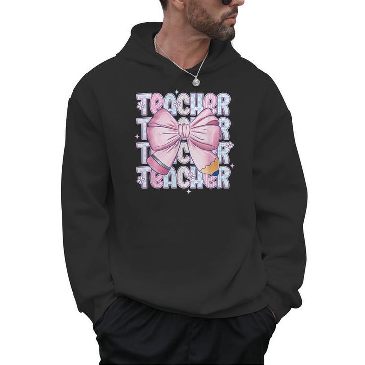 Teacher Bow Pencil Flowers Teacher Back To School Men Hoodie
