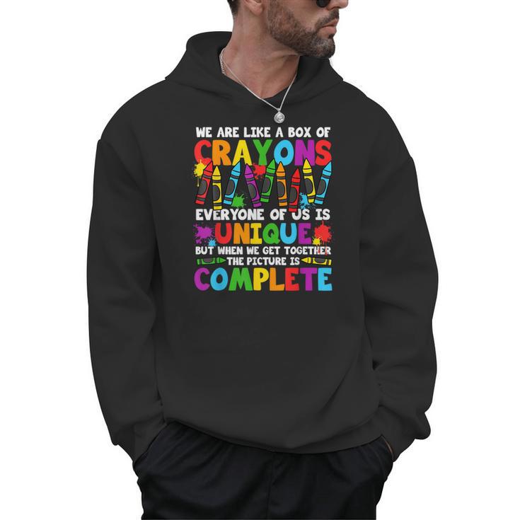 Teacher We Are Like A Box Of Crayons Back To School Men Hoodie
