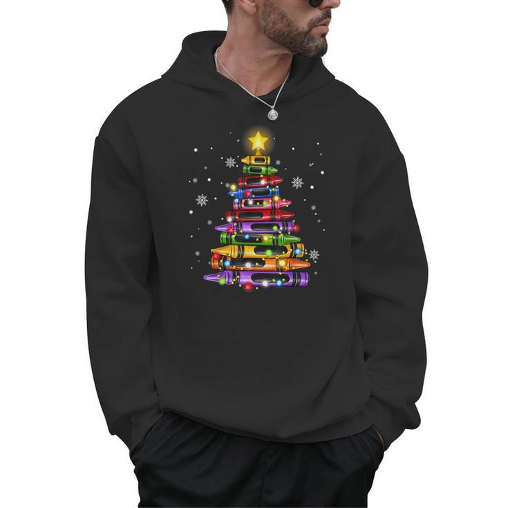 Teacher Crayon Christmas Tree Lights Student School Xmas Men Hoodie