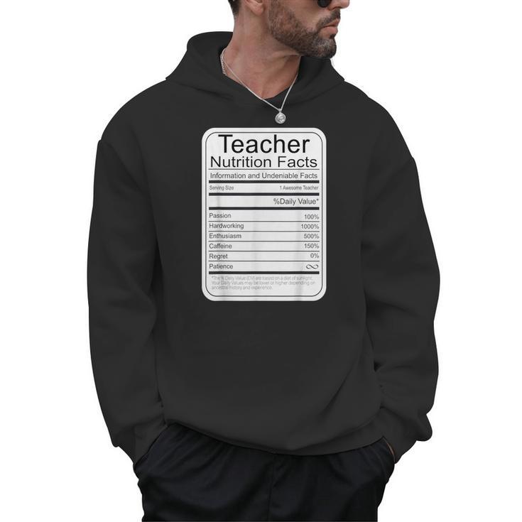 Teacher Nutrition Facts Teachers Nutritional Fact Men Hoodie