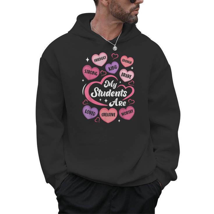 Teacher Positive Affirmations Candy Heart Valentine's Day Men Hoodie