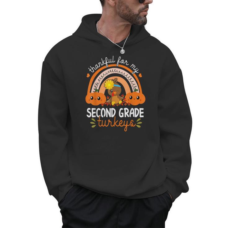 Teacher Thanksgiving Thankful For My Second Grade Turkeys Men Hoodie