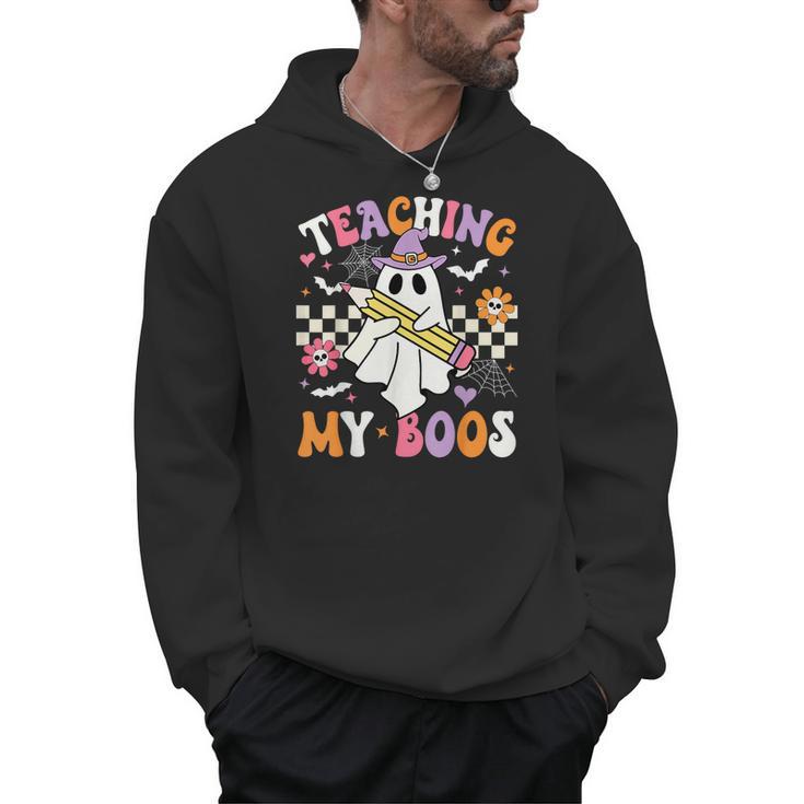 Teaching My Boos Ghost Teacher Cute Groovy Halloween Teacher Men Hoodie
