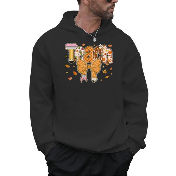Thanksgiving Teacher Pencil Bow One Thankful Teacher Fall Men Hoodie