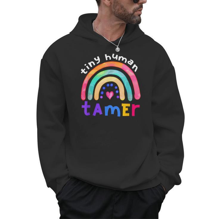 Tiny Human Tamer Watercolor Rainbow Daycare Teacher Men Hoodie