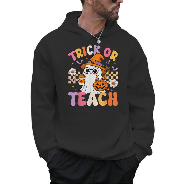 Trick Or Teach Cute Ghost Coffee Pumpkins Halloween Teacher Men Hoodie