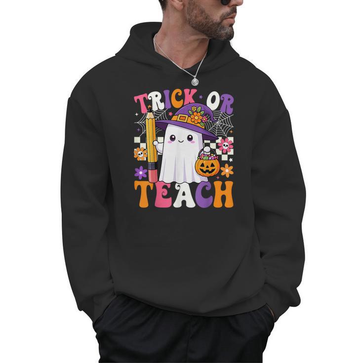 Trick Or Teach Teacher Pencil Ghost Halloween Teacher Men Hoodie