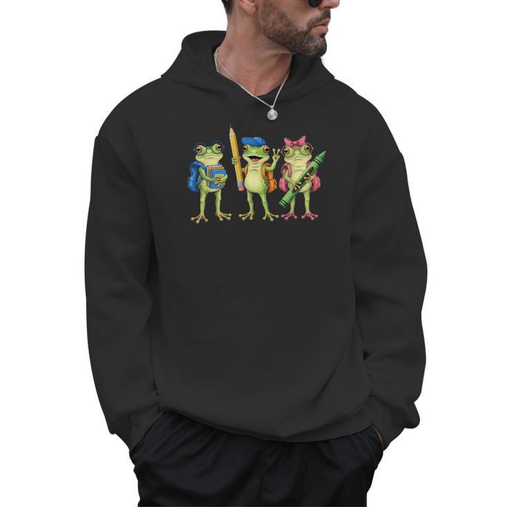 Trio Cute Frogs Welcome Back To School Teachers Girls Boys Men Hoodie