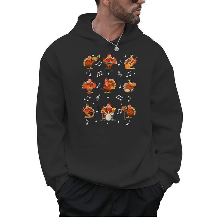 Turkey Squad Music Note Music Teacher Thanksgiving Men Hoodie