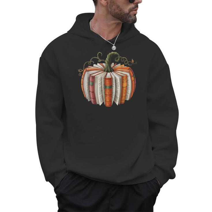 Vintage Book Pumpkin Autumn Fall Librarians Bookworm Teacher Men Hoodie