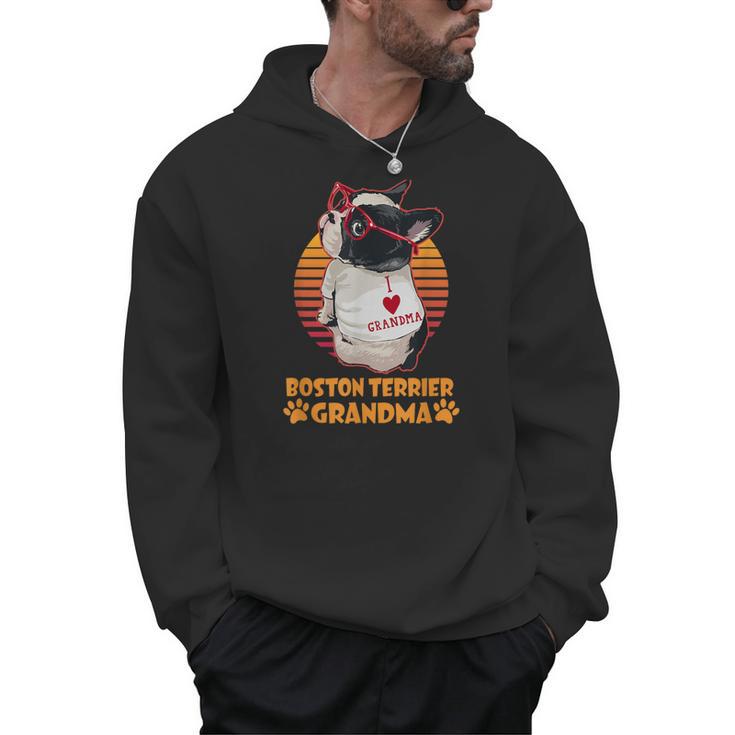 Vintage Boston Terrier Grandma Wear Sunglasses Dog Lover Men Women Girls Kids Men Hoodie