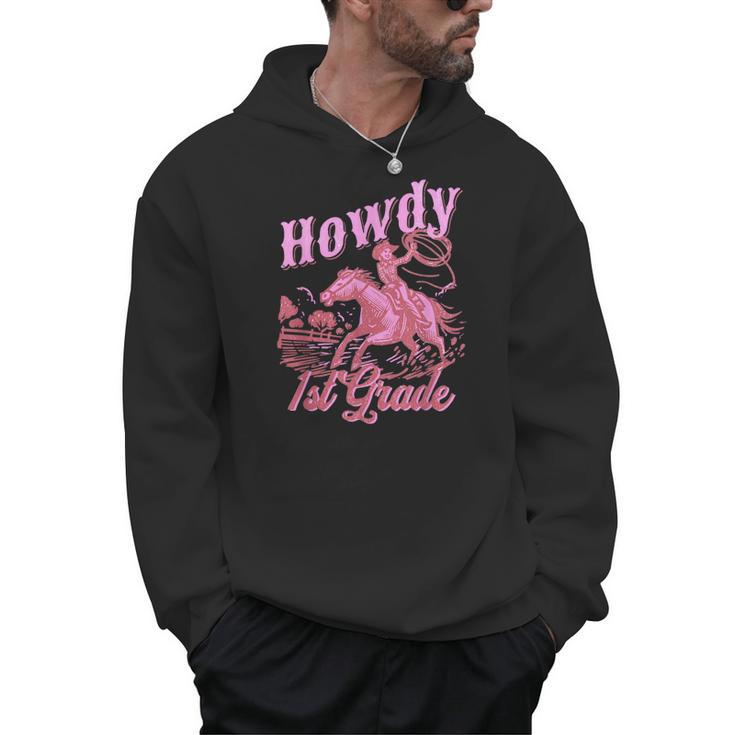 Vintage Howdy First Grade Cowgirl Teacher Western School Men Hoodie