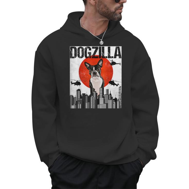 Vintage Japanese Dogzilla Boston Terrier Men Hoodie