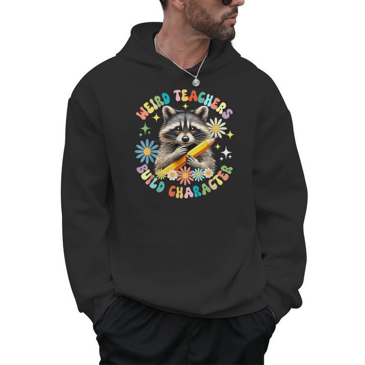 Weird Teachers Build Character Raccoon Colourful Floral Men Hoodie