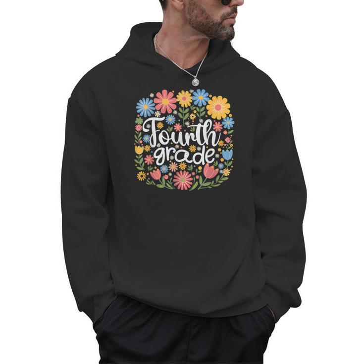 Wildflower 4th Fourth Grade Floral Back To School Teacher Men Hoodie