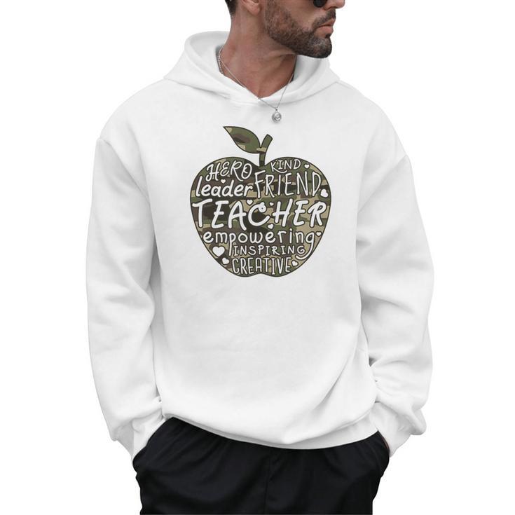 Apple Camoflauge Clothing Camo Student Teacher Cute School Men Hoodie