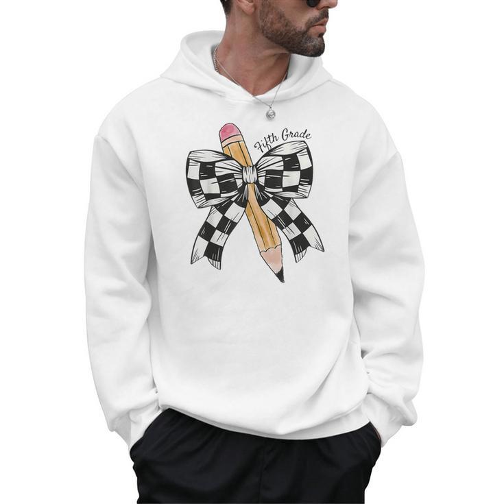 Back To School Hello Fifth Grade Teacher Coquette Pencil Bow Men Hoodie