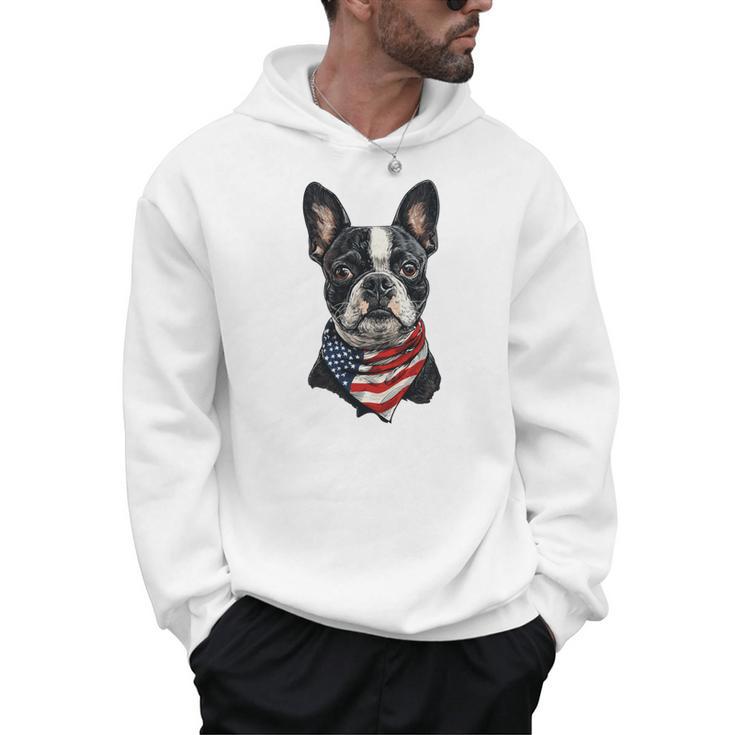 Boston Terrier American Flag Men Hoodie
