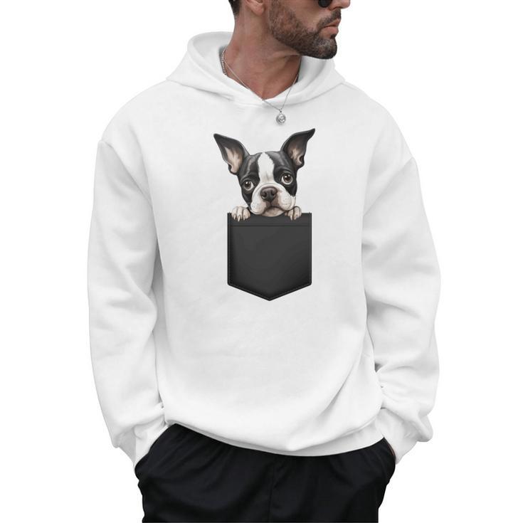 Boston Terrier Dog Puppy Dog In Pocket Cute Pet Lover Men Hoodie