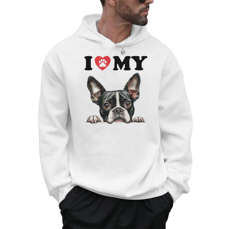 Boston Terrier I Heart My Dog Dog Lover Men Hoodie
