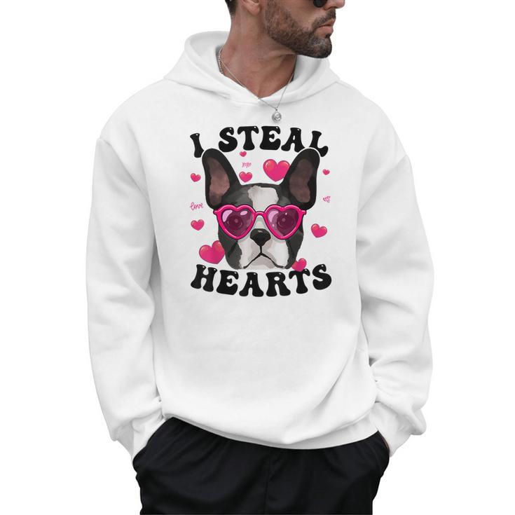 Boston Terrier Heart Glasses Girls Bostie Valentines Day Men Hoodie