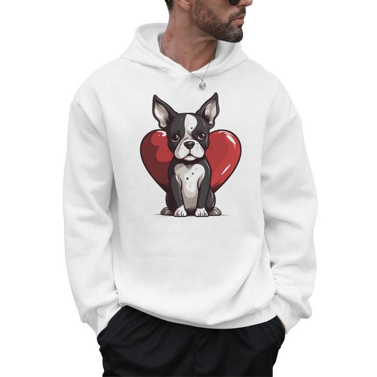 Boston Terrier Mom Dad Bostie Dog Lover Valentines Day Men Hoodie