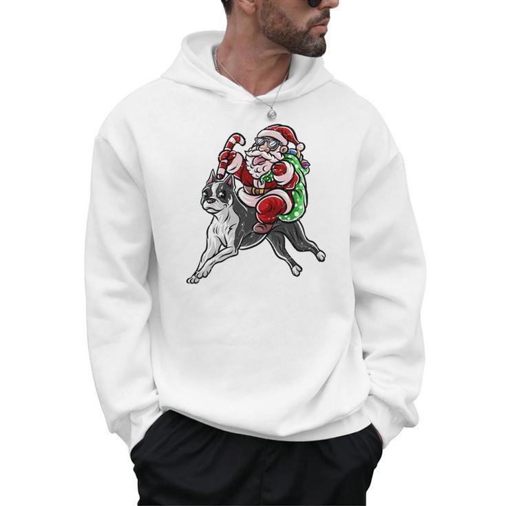 Boston Terrier Santa Claus Hat Merry Christmas Dog X-Mas Men Hoodie, Boston Terrier Christmas Gifts, trending gift