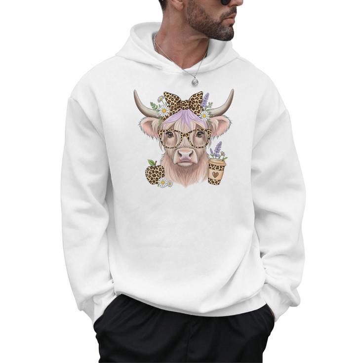 Cute Floral Highland Cow Back To School For Women Teacher Men Hoodie