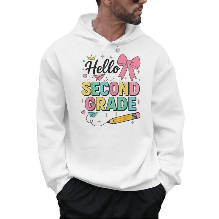 Cute Hello Second Grade Back To School Coquette Teacher Girl Men Hoodie