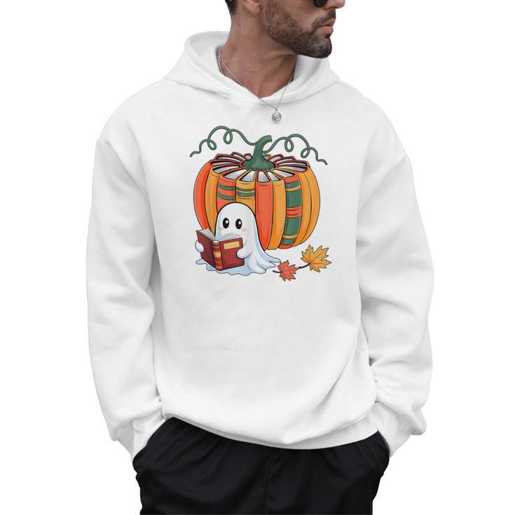 Fall Book Pumpkin Books Ghost Reading Halloween Teacher Men Hoodie