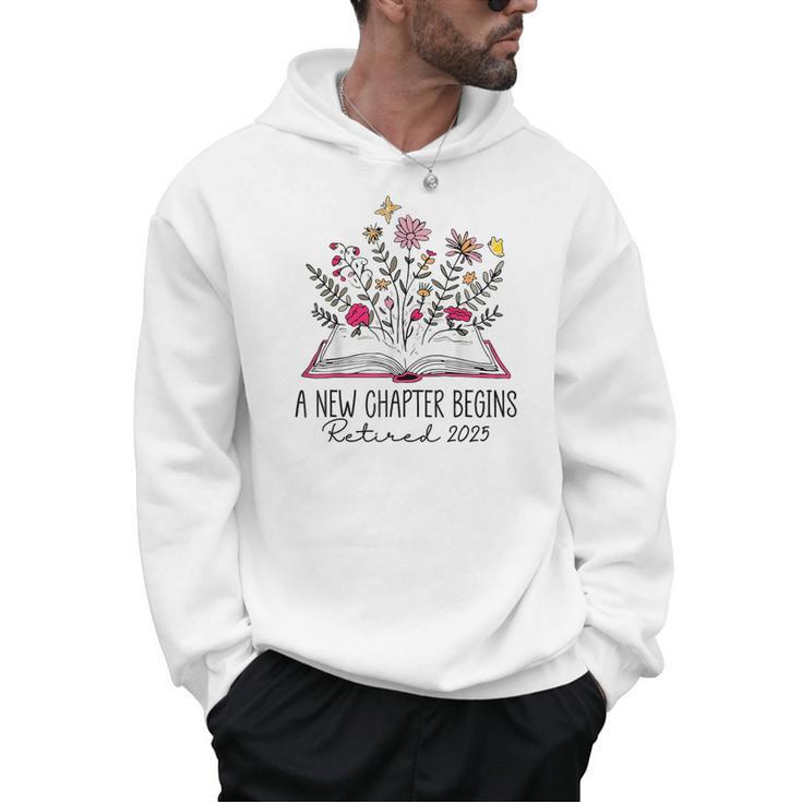 Floral Book a New Chapter Begins Retired Retirement Teacher Men Hoodie