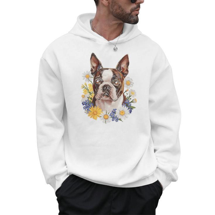 Floral Boston Terrier Men Hoodie