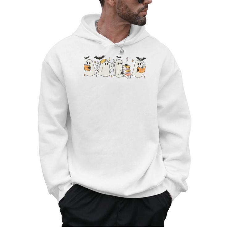 Ghosts Reading Books Library Halloween Teacher Men Women Kid Men Hoodie