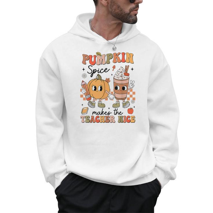 Groovy Pumpkin Spice Makes Teacher Nice Fall Thanksgiving Men Hoodie