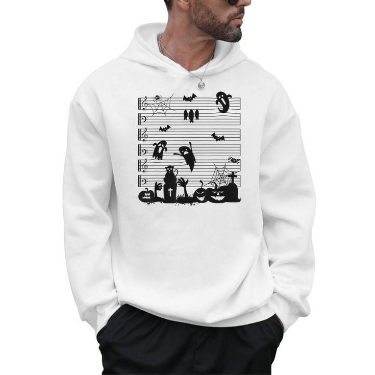 Halloween Music Note Clefs Spooky Ghost For Music Teacher Men Hoodie