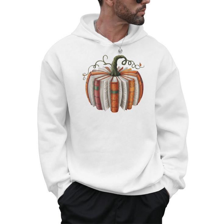 Halloween Teacher Librarians Fall Book Pumpkin Retro Reading Men Hoodie