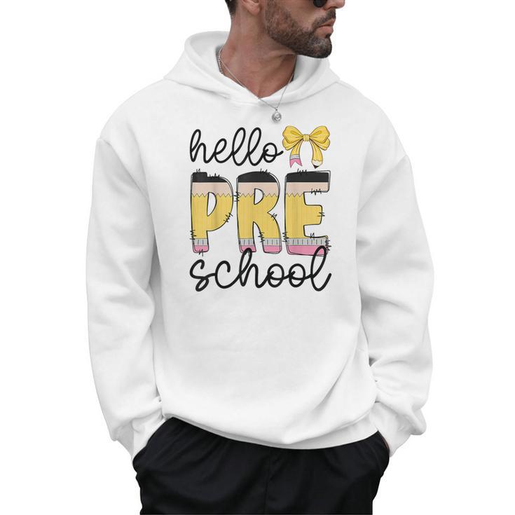 Hello Pre-K Preschool Back To School First Day Teacher Kids Men Hoodie