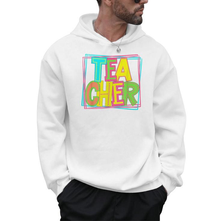 Neon Retro Teacher Cute Teacher Team New Teacher Back To Sch Men Hoodie