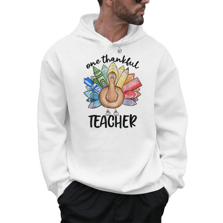 One Thankful Teacher Turkey Pencil Thanksgiving Teachers Men Hoodie