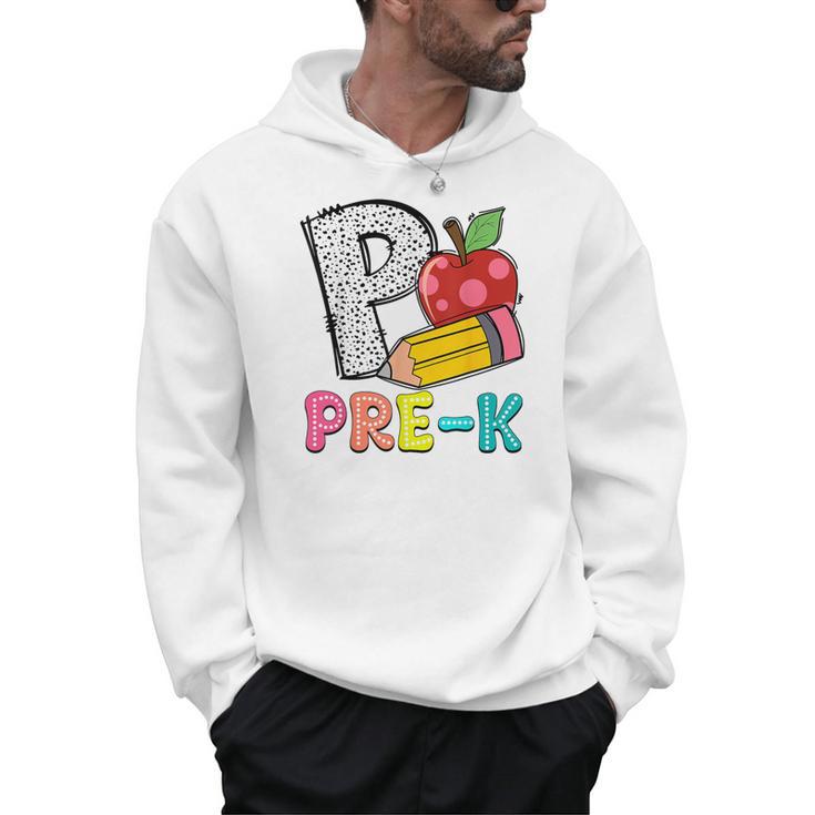 P Is For Pre-K Teacher Pencil Apple Back To School Men Hoodie