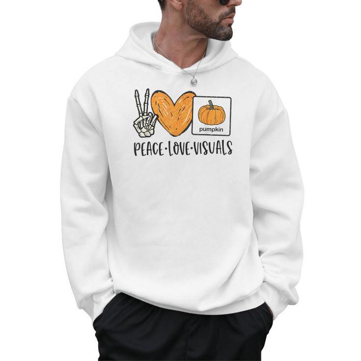 Peace Love Visuals Sped Teacher Pumpkin Skeleton Halloween Men Hoodie