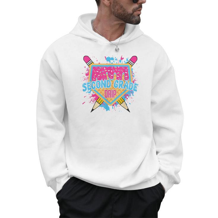 Second Grade Drip Ice Cream Home Plate Baseball Teachers Kid Men Hoodie