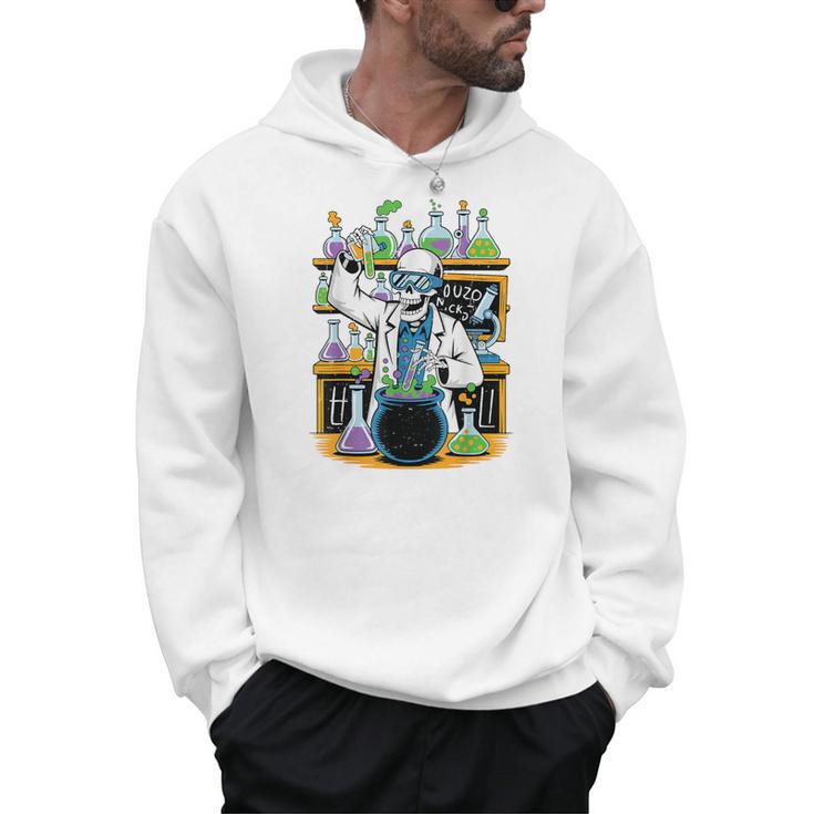 Skeleton Mad Scientist Halloween Costume Science Teacher Men Hoodie