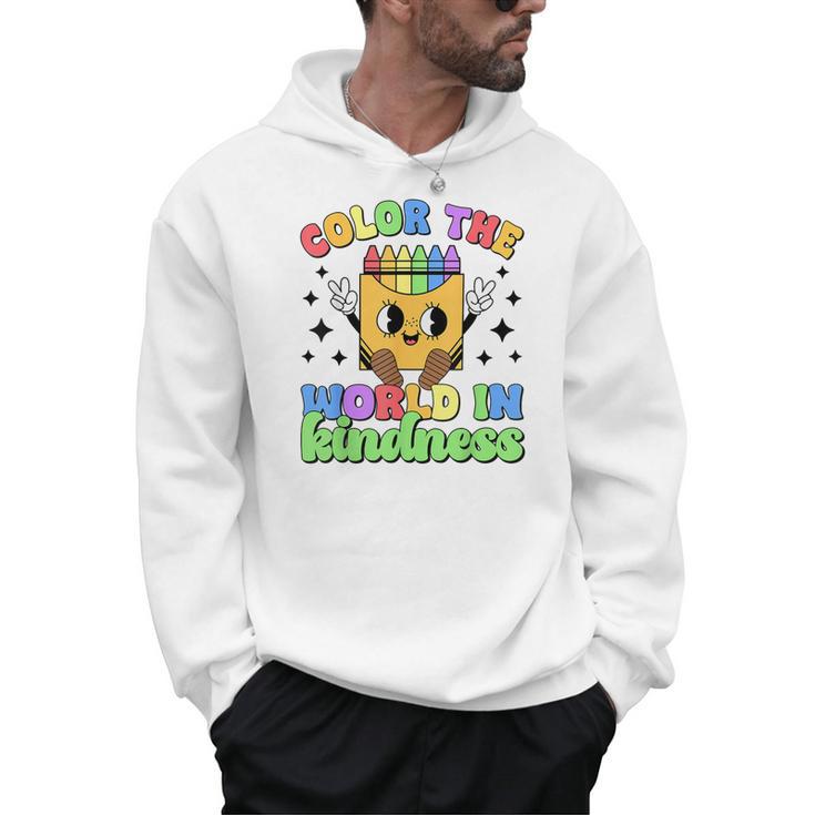 Teacher Back To School Color In Kindness Crayon Pencil Men Hoodie