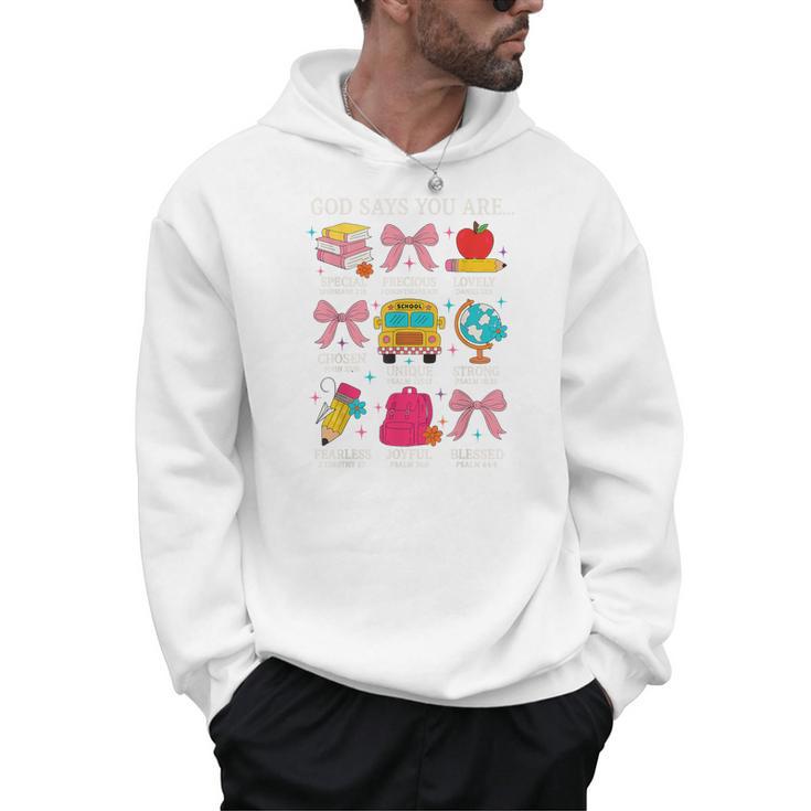 Teacher Christian God Says I Am Faith Religious Bible Verse Men Hoodie