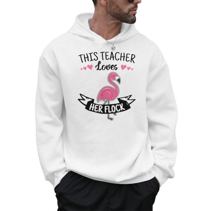 This Teacher Loves Her Flock Cute Flamingo Teacher Men Hoodie