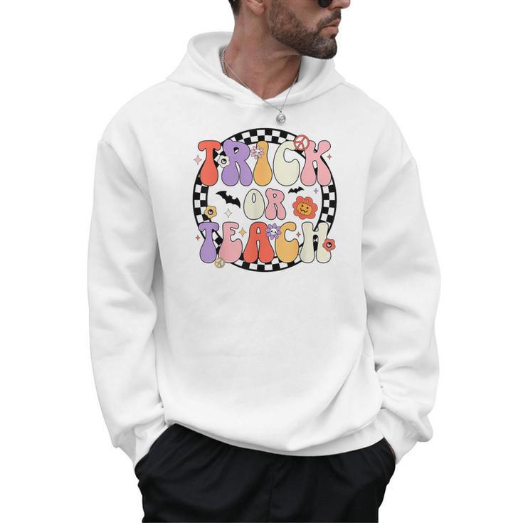 Trick Or Teach Retro Groovy Halloween Teacher Men Hoodie