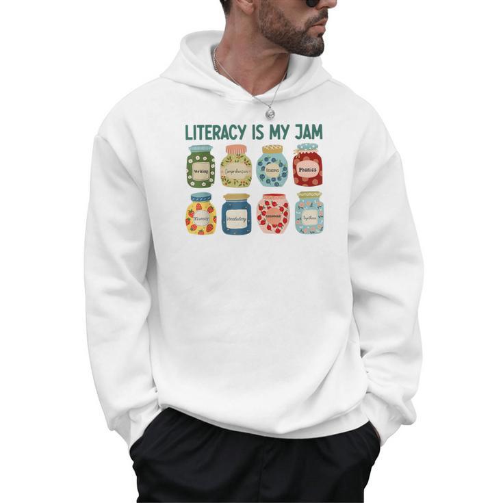 Women Literacy Is My Jam Literacy Teacher Reading Teacher Men Hoodie