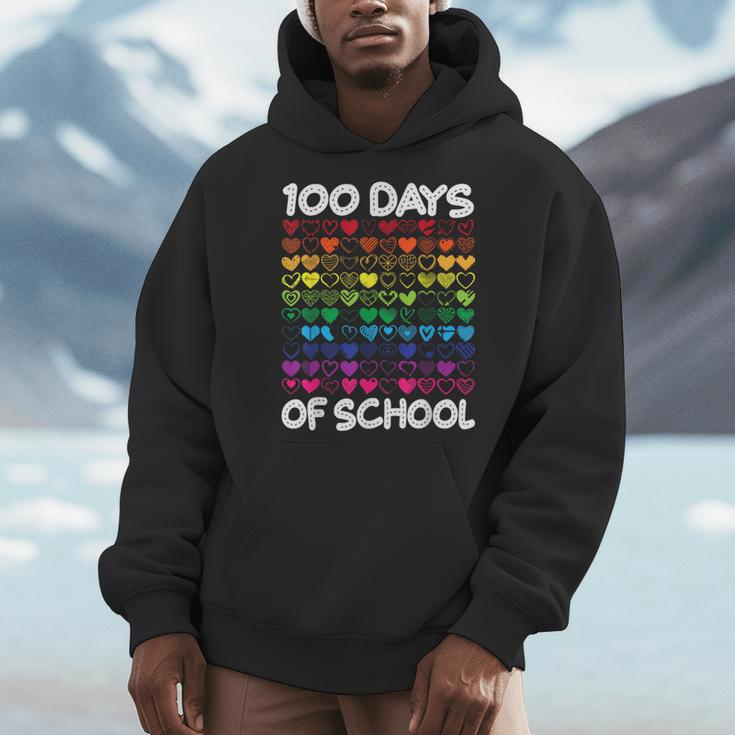 100 Days Of School Heart Love Teacher Or Student 100th Day Men Hoodie, funny design